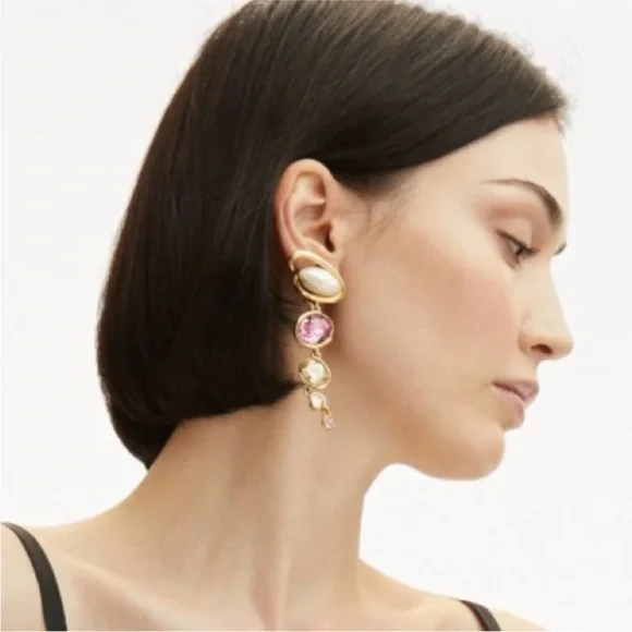 OSCAR DE LA RENTA • chalcedony blue Multi O-Shape Baroque Pearly Earrings